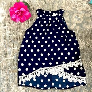 Adorable Navy Polka Dot Blouse